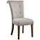 Lucasse Oatmeal Fabric and Wood Tufted Dining Chair