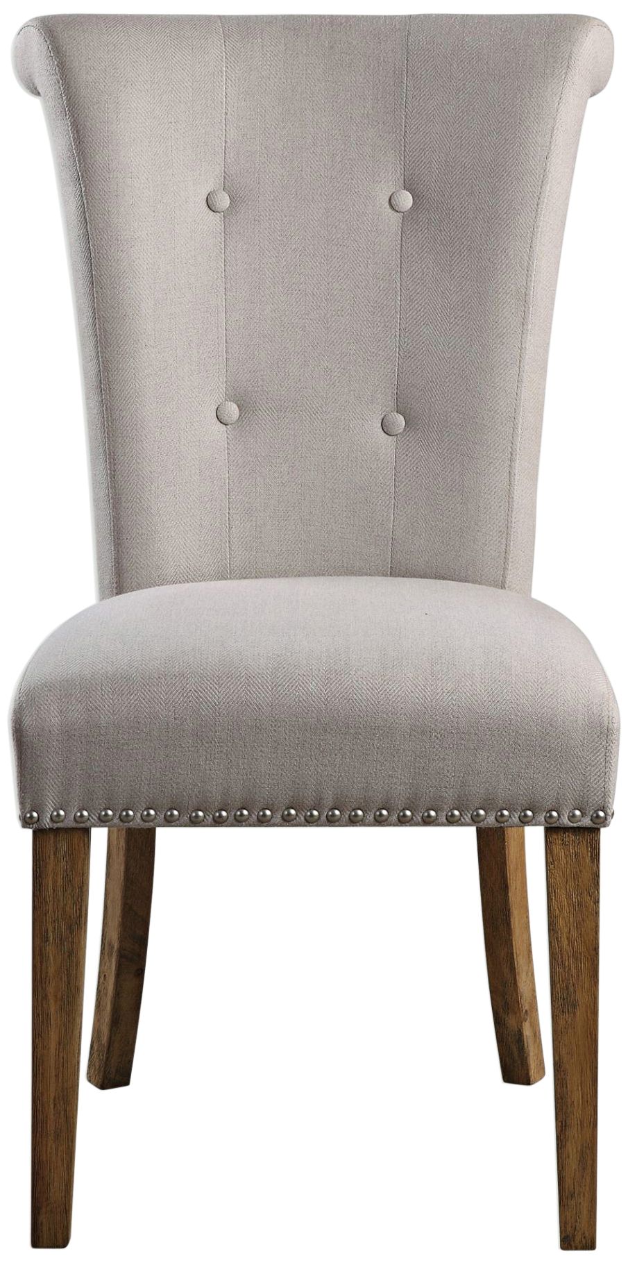 Lucasse Oatmeal Fabric and Wood Tufted Dining Chair 18R52 Lamps Plus