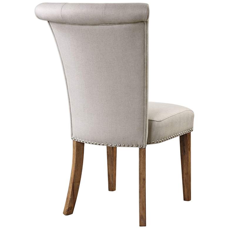 Image 5 Lucasse Oatmeal Fabric and Wood Tufted Dining Chair more views