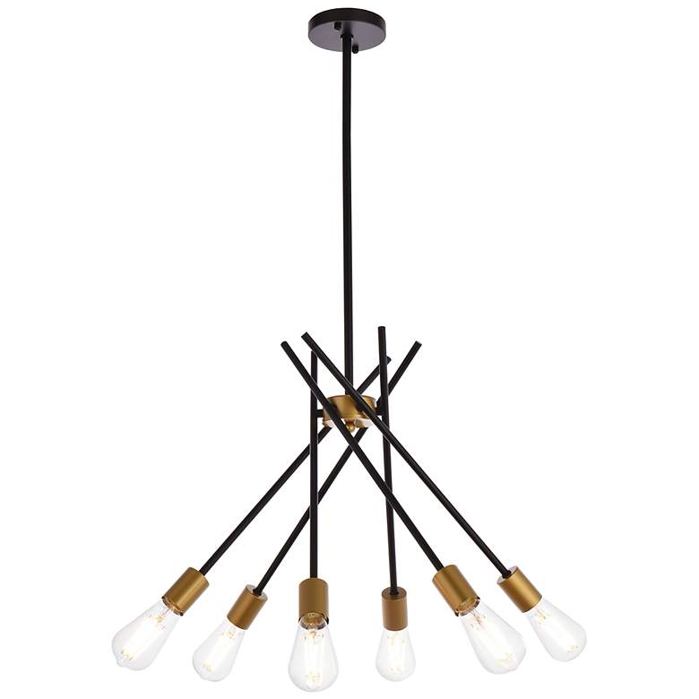 Image 2 Lucca 23" Pendant In Black And Brass