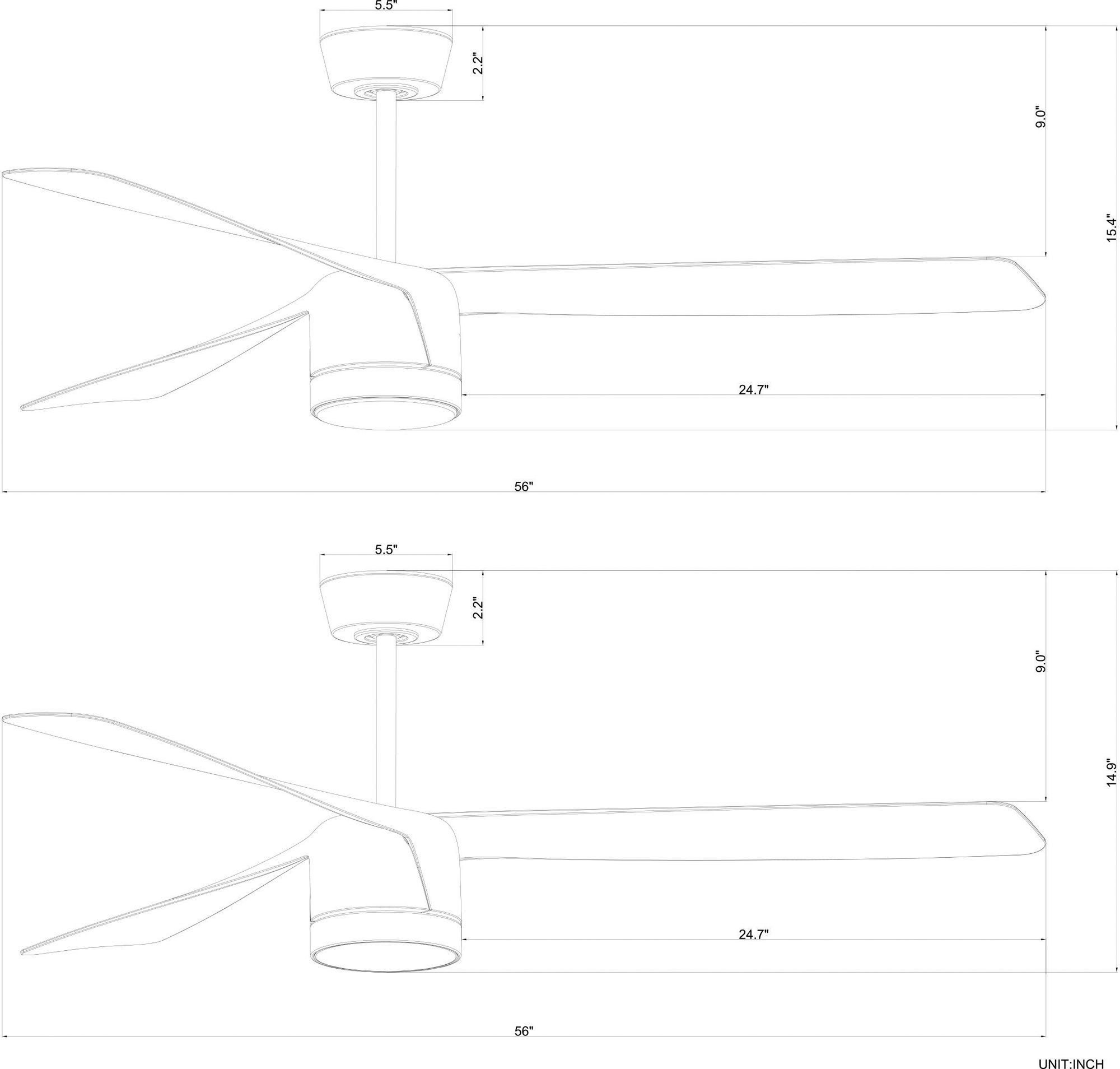 Lucci Air Peregrine 56" Indoor/Outdoor DC Black Fan & Light