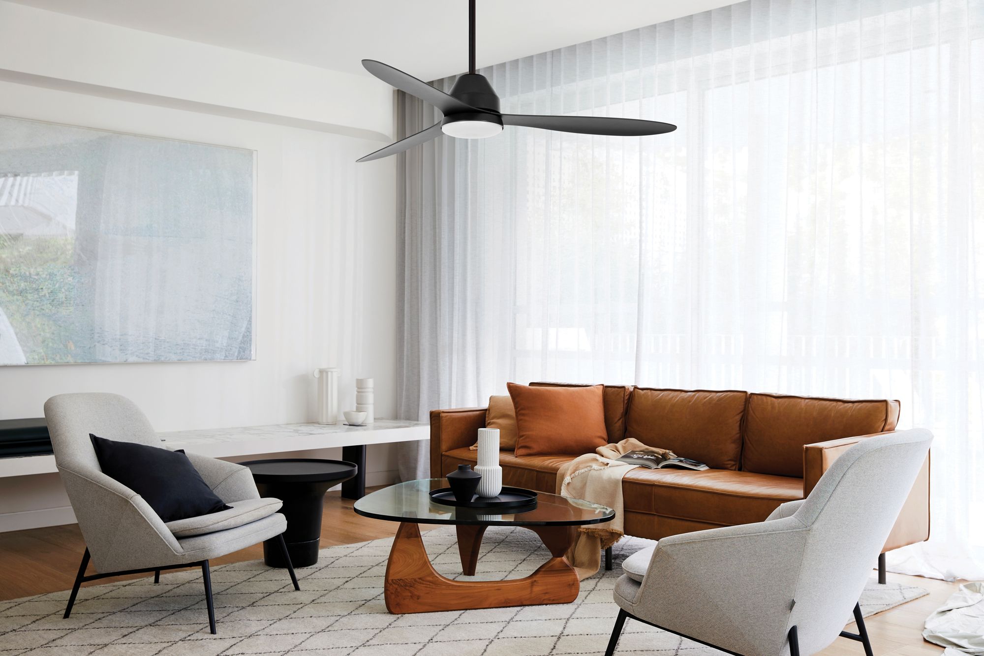 Image 2 Lucci Air Whitehaven 56" DC Smart Indoor/Outdoor Black Fan & Light more views