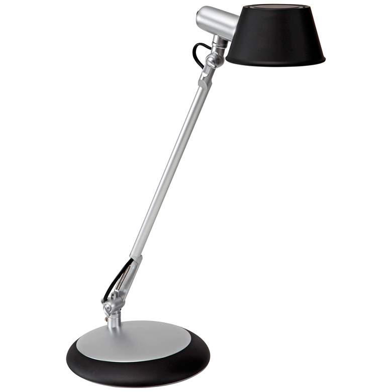 Image 1 Luce Silver Metal LED Desk Lamp with Black Shade