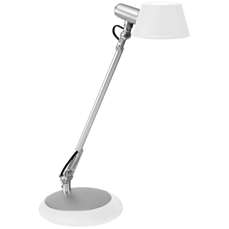 Image 1 Luce Silver Metal LED Desk Lamp with White Shade