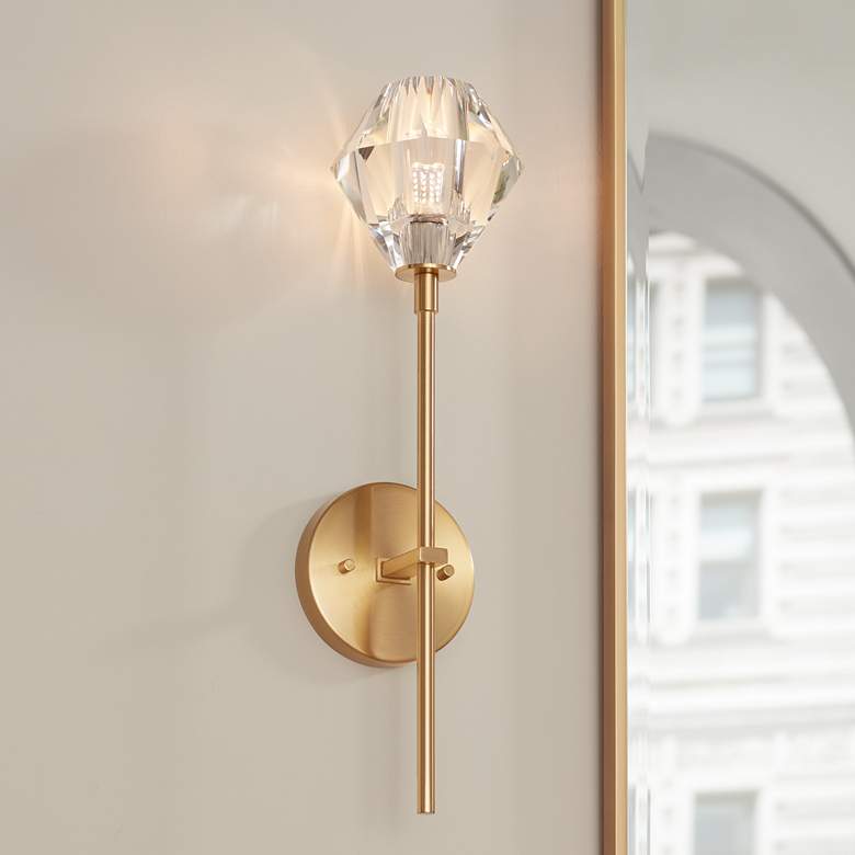 Image 1 Lucent 18 3/4" High Soft Gold and Crystal LED Wall Sconce