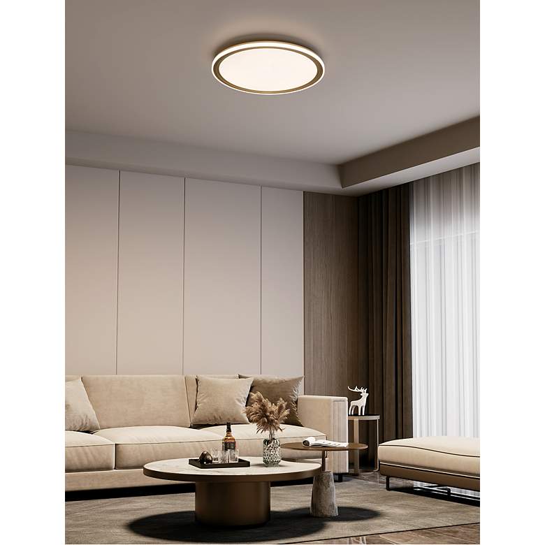 Image 3 Lucerio 17 3/4" Wide Matte Brushed Gold LED Ceiling Light more views