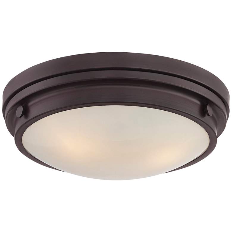 Image 2 Lucerne 15" Wide English Bronze Button Ceiling Light
