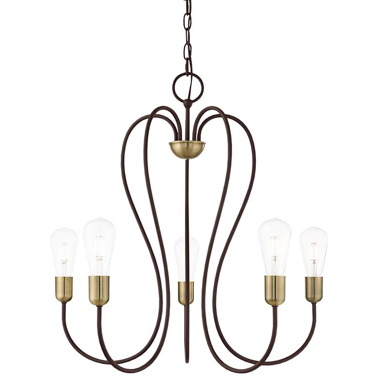 Image 3 Lucerne 24" Wide Bronze 5-Light Chandelier