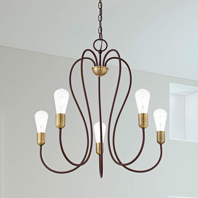 Image 2 Lucerne 24" Wide Bronze 5-Light Chandelier