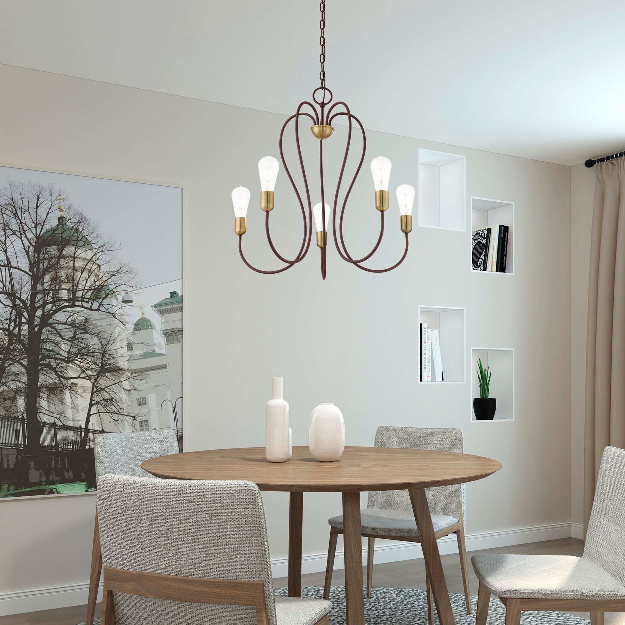 Lucerne 24" Wide Bronze 5-Light Chandelier in scene