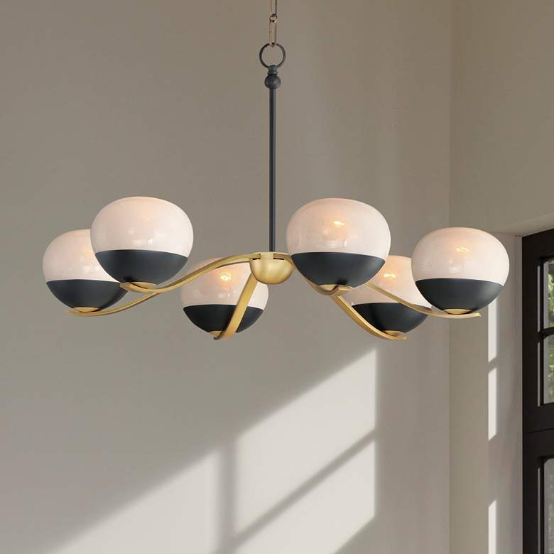 Image 1 Lucerne 33" Wide Black and Aged Brass 6-Light Chandelier
