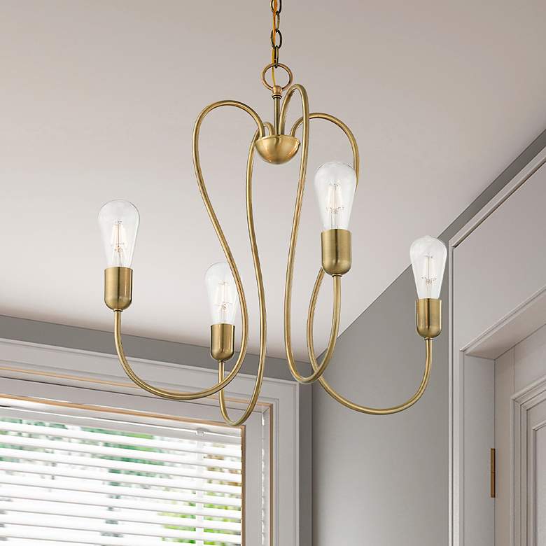 Image 1 Lucerne 4 Light Antique Brass Chandelier