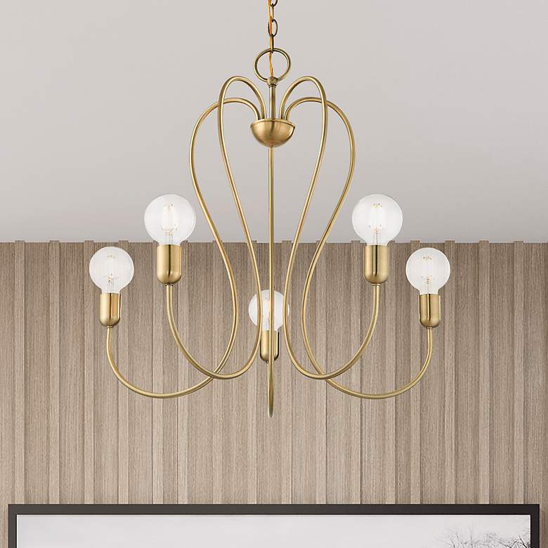 Image 1 Lucerne 5 Light Antique Brass Chandelier