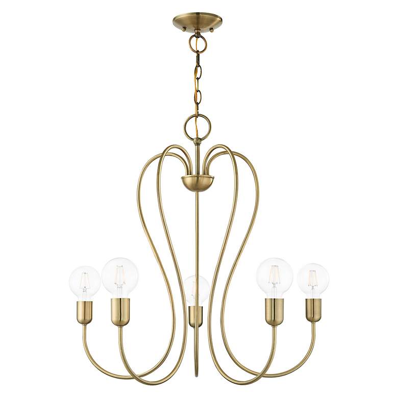 Image 4 Lucerne 5 Light Antique Brass Chandelier more views