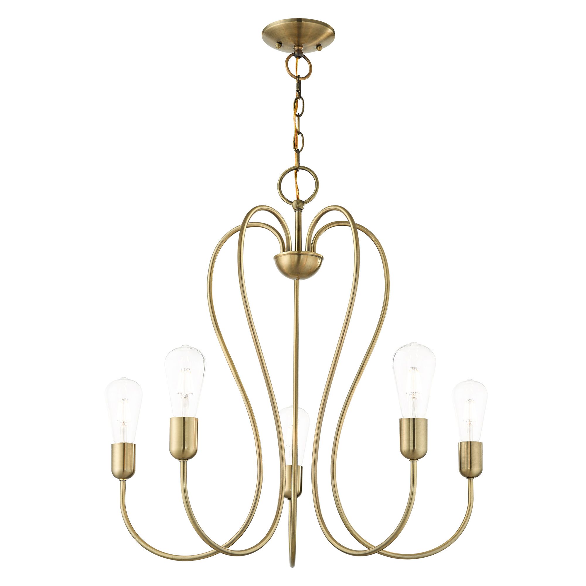 Lucerne 5 Light Antique Brass Chandelier