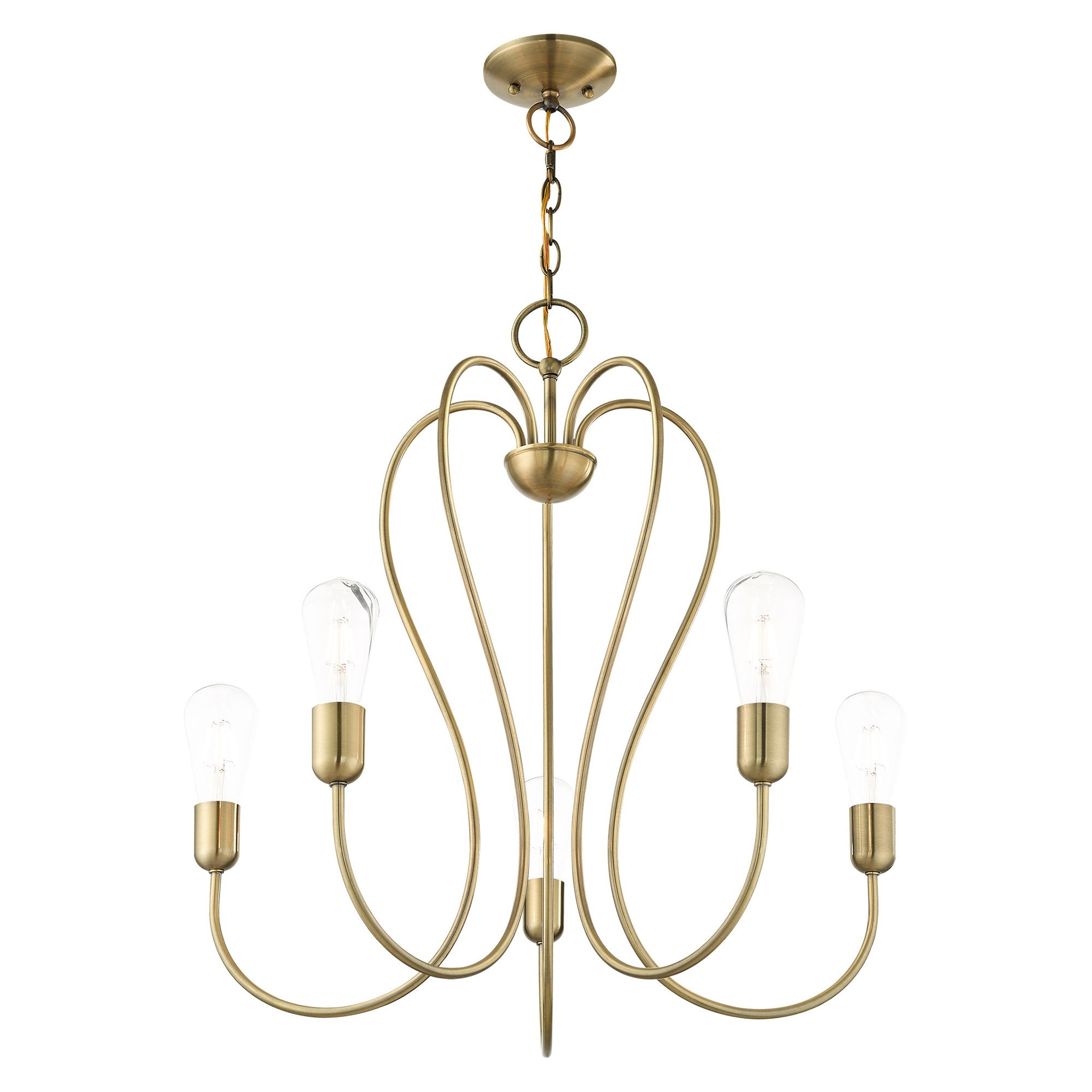 Lucerne 5 Light Antique Brass Chandelier