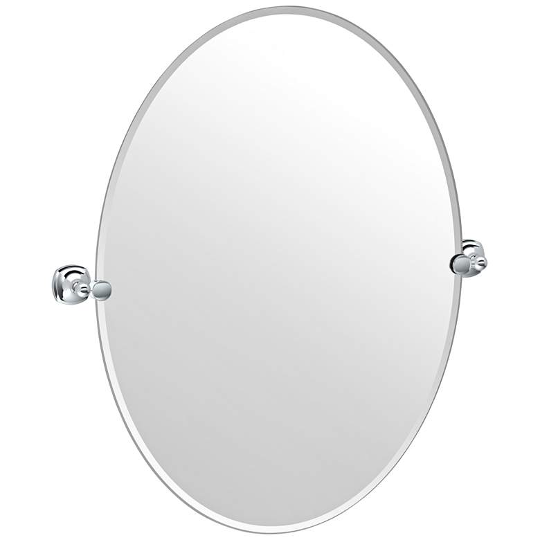 Image 1 Lucerne Chrome 28 3/4 inch x 32 inch Frameless Oval Wall Mirror