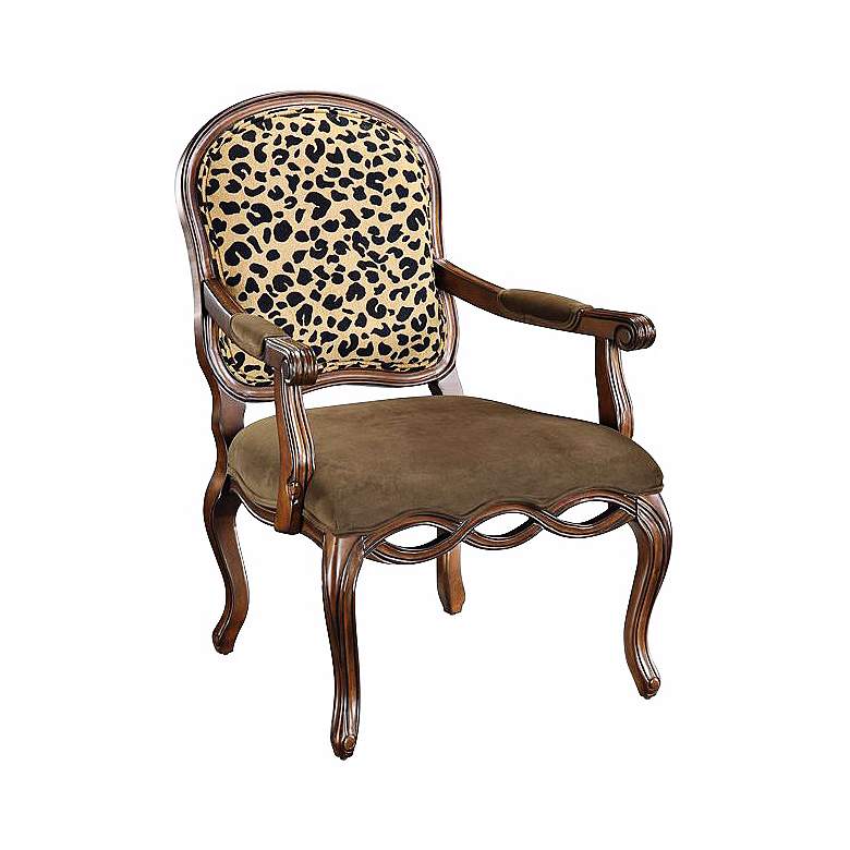 Image 1 Lucero Leopard Print Jacobean Brown Accent Chair
