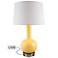 Luch Straw Yellow Bottle Table Lamp with Outlet and USB Port