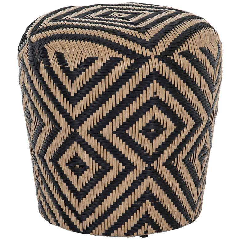 Image 1 Lucia 16 1/2 inch Natural and Black Woven Outdoor Accent Stool