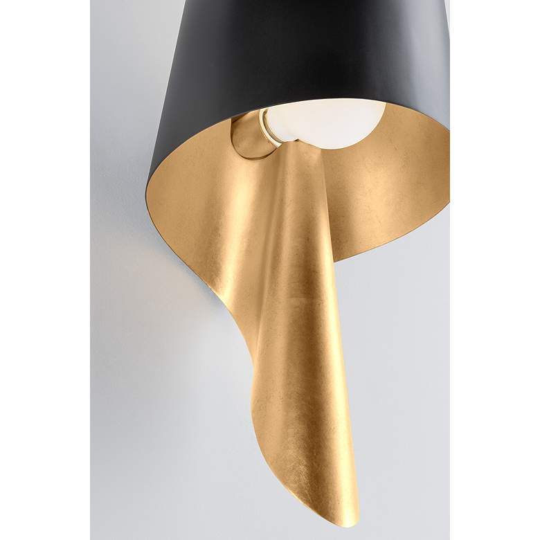 Image 5 Lucia 16 1/2"H Soft Black and Vintage Gold Leaf Wall Sconce more views