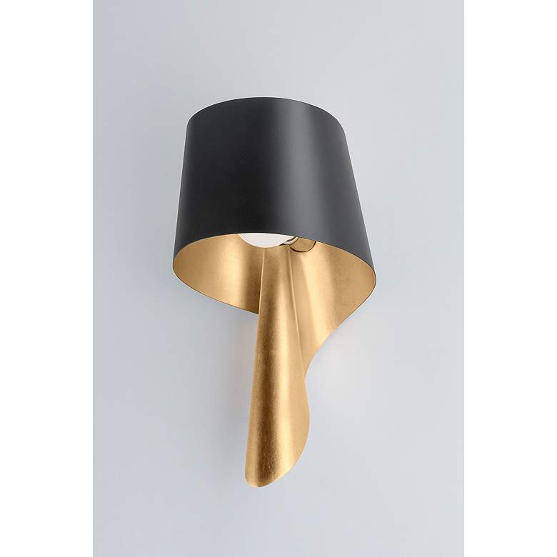 Image 6 Lucia 16 1/2"H Soft Black and Vintage Gold Leaf Wall Sconce more views