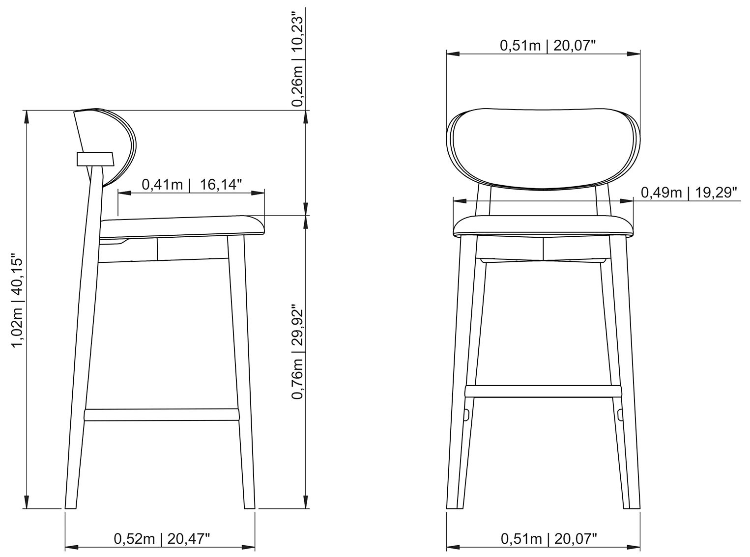 Lucia 20" Wide Harvest Natural Bar Stool Domasco Frame