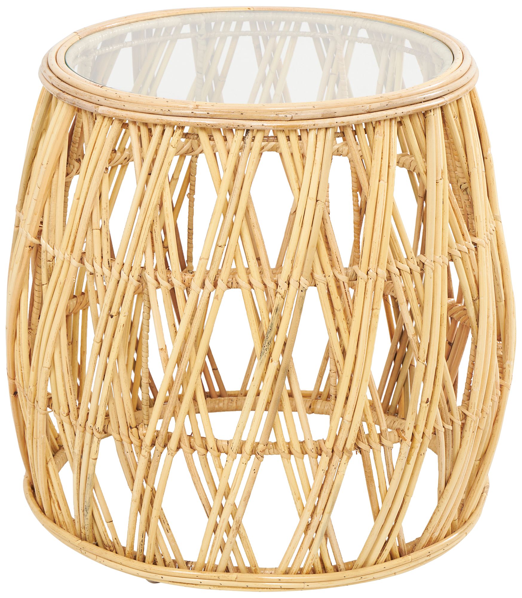 Lucia 21" Wide Natural Brown Geometric Rattan Accent Table
