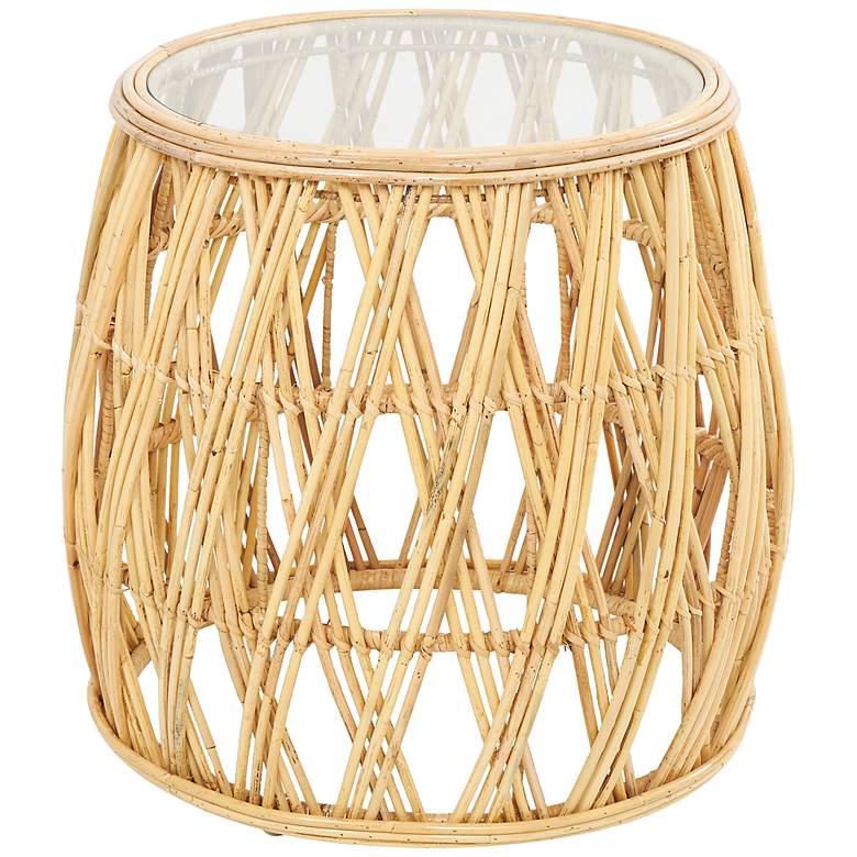 Image 2 Lucia 21 inch Wide Natural Brown Geometric Rattan Accent Table