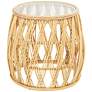 Lucia 21" Wide Natural Brown Geometric Rattan Accent Table