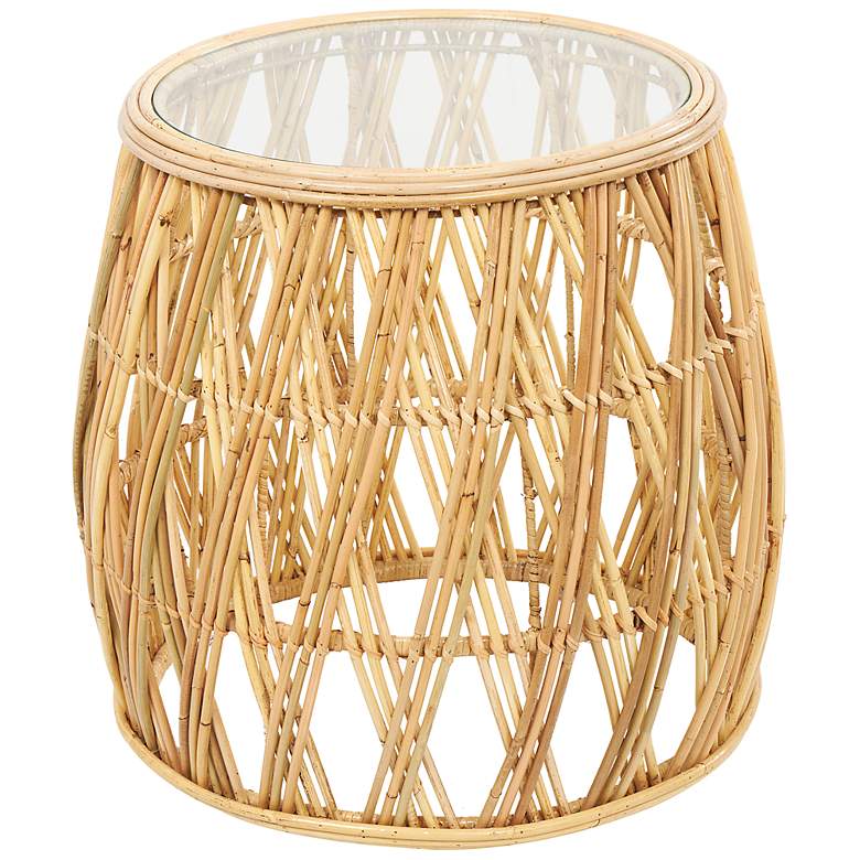 Image 6 Lucia 21 inch Wide Natural Brown Geometric Rattan Accent Table more views