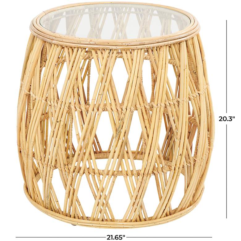 Image 7 Lucia 21" Wide Natural Brown Geometric Rattan Accent Table more views