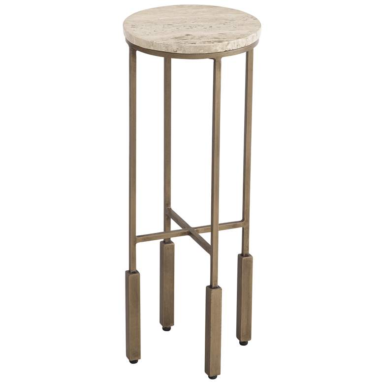 Image 1 Lucia 22 inch Iron and Travertine Accent Table