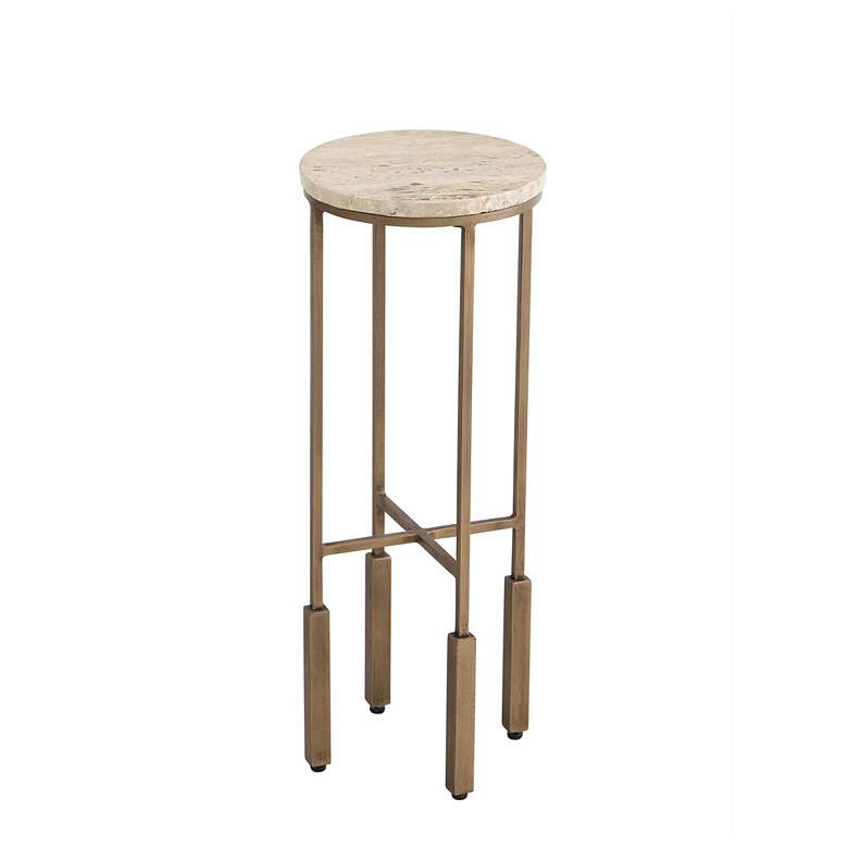 Image 1 Lucia 22" Iron and Travertine Accent Table