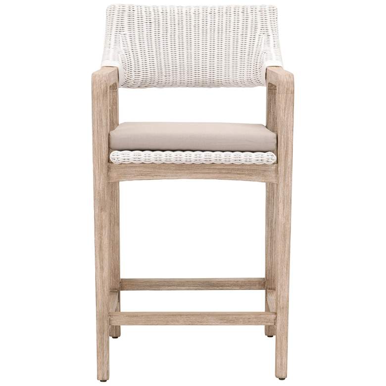 Image 4 Lucia 27 1/2" White Rattan Gray Wood Counter Stool more views