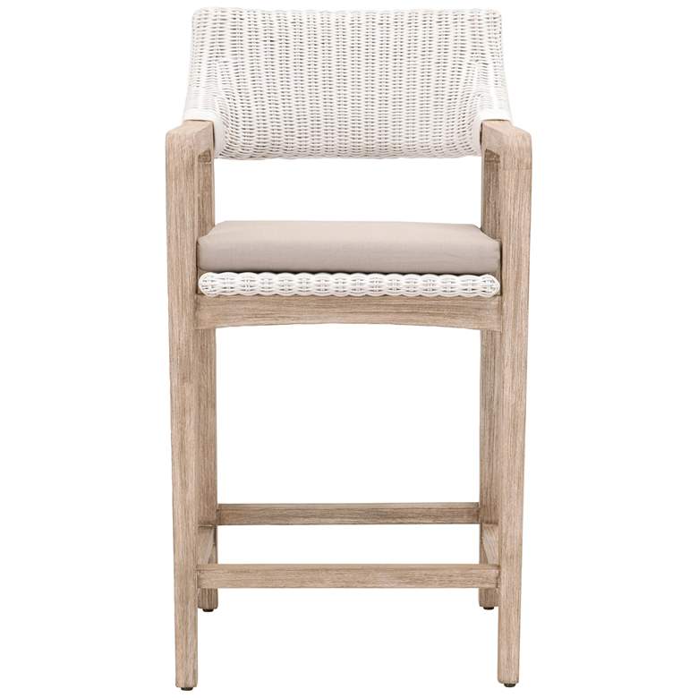 Image 4 Lucia 27 1/2" White Rattan Gray Wood Counter Stool more views