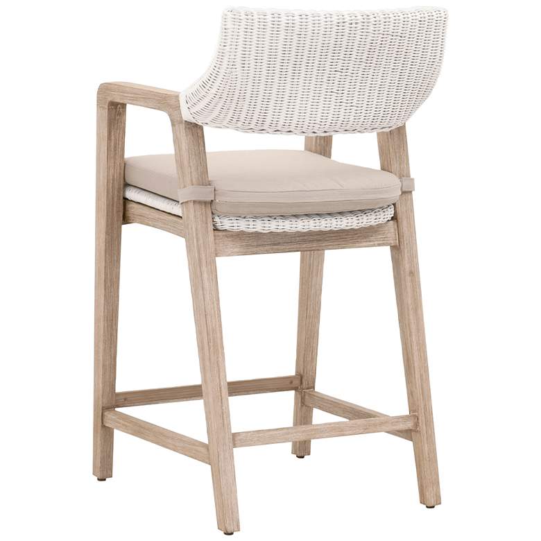 Image 6 Lucia 27 1/2" White Rattan Gray Wood Counter Stool more views
