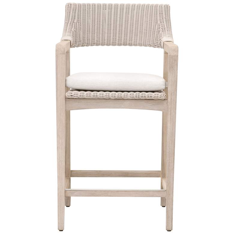 Image 4 Lucia 27 1/2" White Rattan Gray Wood Outdoor Counter Stool more views