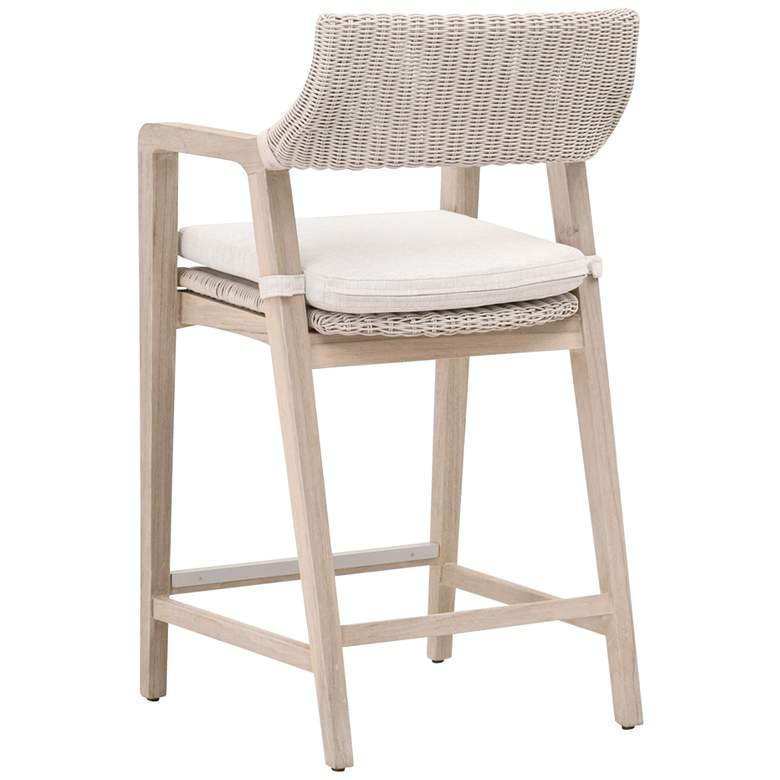 Image 6 Lucia 27 1/2" White Rattan Gray Wood Outdoor Counter Stool more views