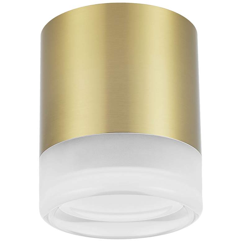 Image 1 Lucia 5.5" Wide Aged Brass LED Flush Mount