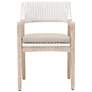 Lucia Arm Chair, White Rattan, Light Gray