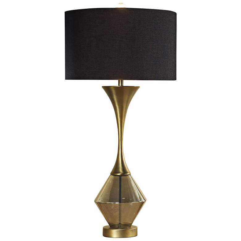 Image 1 Lucia Matte Antique Brass Table Lamp with Black Shade