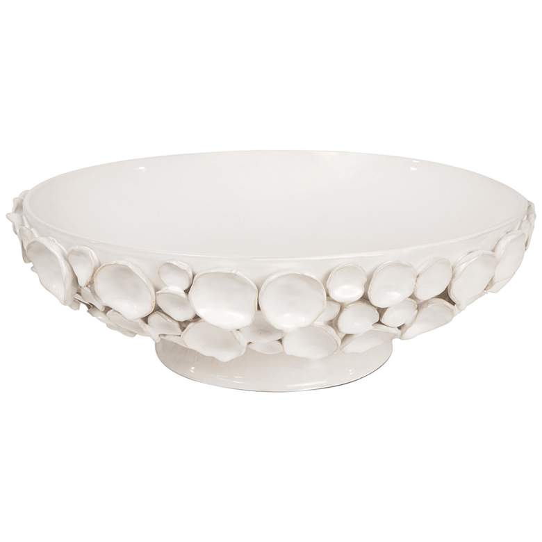 Image 1 Lucia White Ceramic 16 inch Wide Decorative Bowl