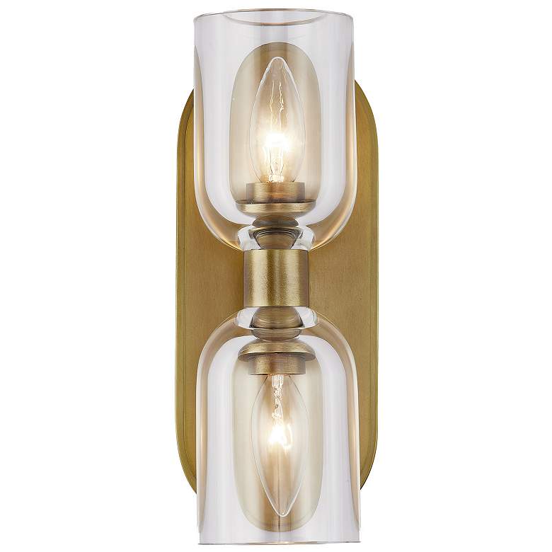Image 1 Lucian 11 1/2" High Vintage Brass 2-Light Wall Sconce