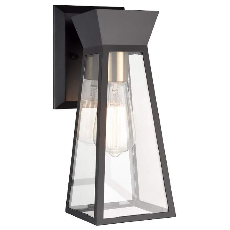 Image 1 Lucian 12.9" High Black Wall Sconce With Clear Glass Shade