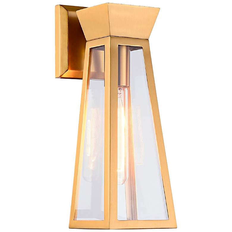 Image 1 Lucian 12.9" High Brushed Brass Wall Sconce With Clear Glass Shade