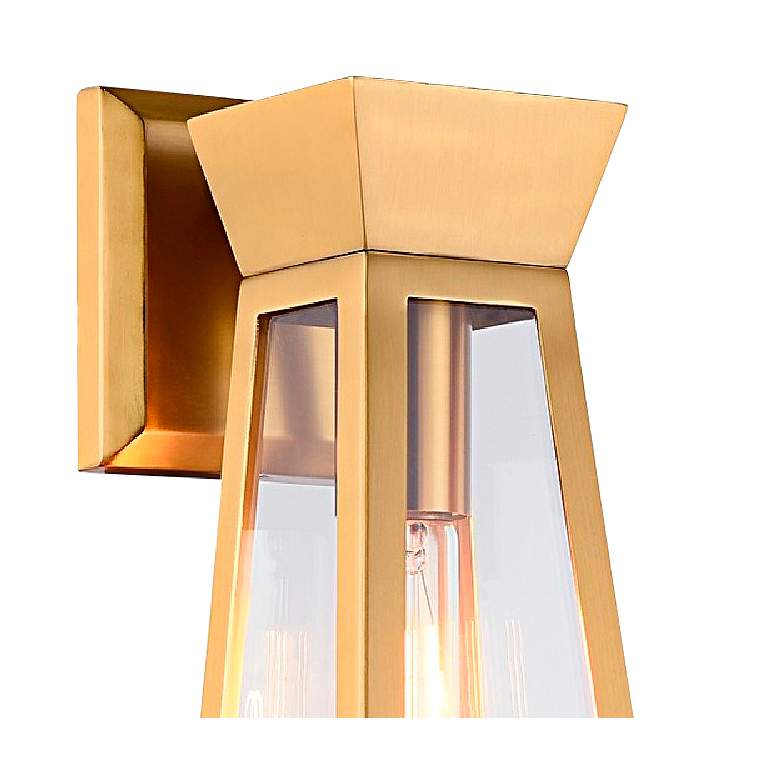 Image 2 Lucian 12.9" High Brushed Brass Wall Sconce With Clear Glass Shade more views