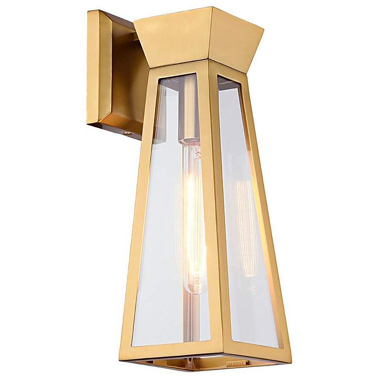Image 3 Lucian 12.9" High Brushed Brass Wall Sconce With Clear Glass Shade more views