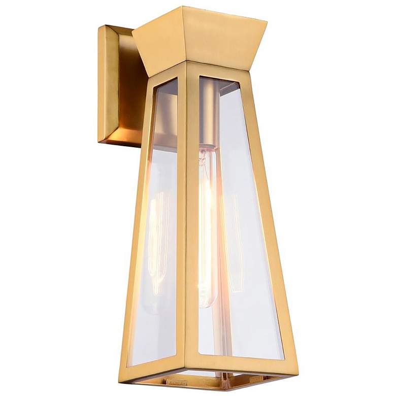 Image 4 Lucian 12.9" High Brushed Brass Wall Sconce With Clear Glass Shade more views