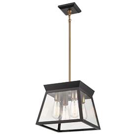Image1 of Lucian 12" Wide 4-Light Black Chandelier With Clear Glass Shade